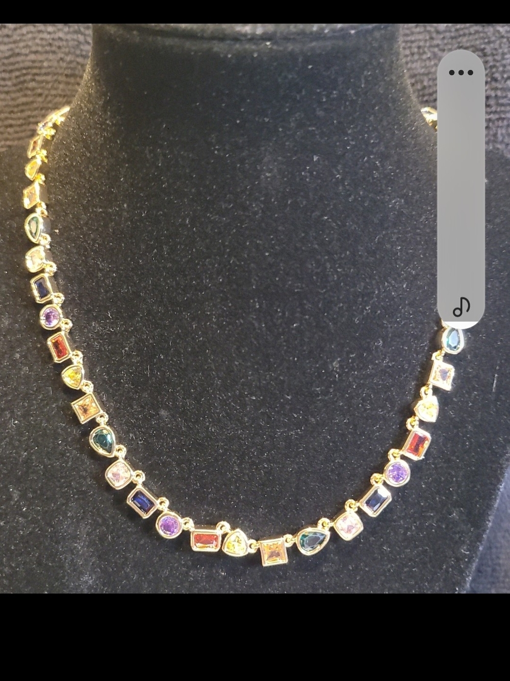 Turandoss Gold-Tone Tennis Necklace with Mixed Gemstone Accents